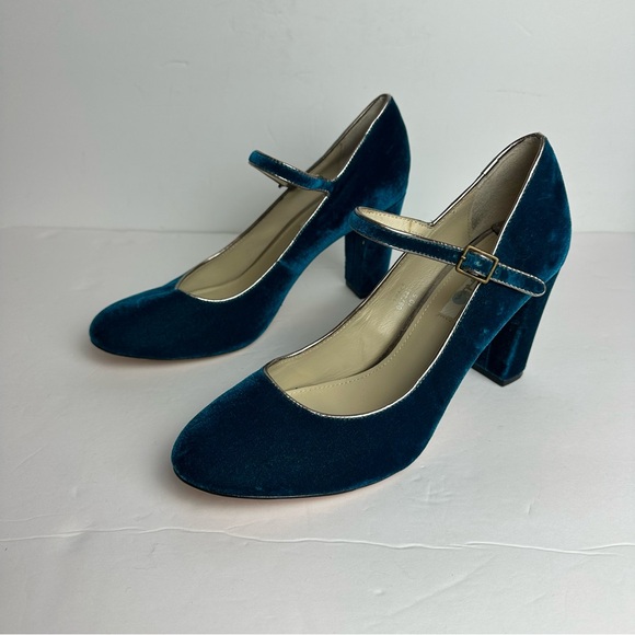 ❌SOLD❌Boden Blue Velvet Chunky Heel Mary Jane Women's size EU 40.5 or 9 Shoes - Picture 3 of 7
